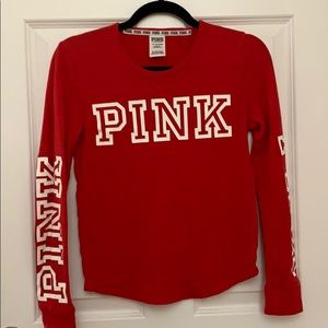 Red Long Sleeve PINK Sleep Shirt